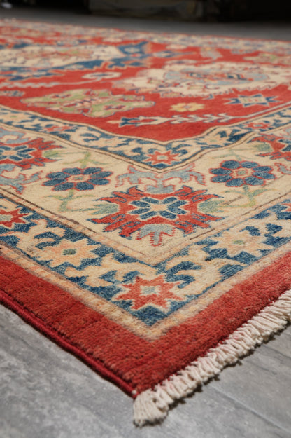 Afghan Kazak rug, alternate corner showing tribal continuity