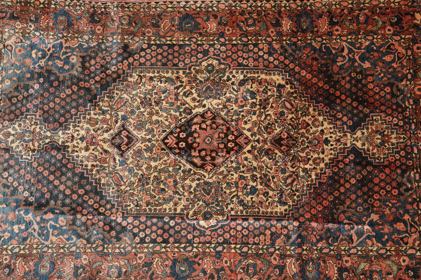 Bakhtiar-pattern garden rug, panel grid layout detail