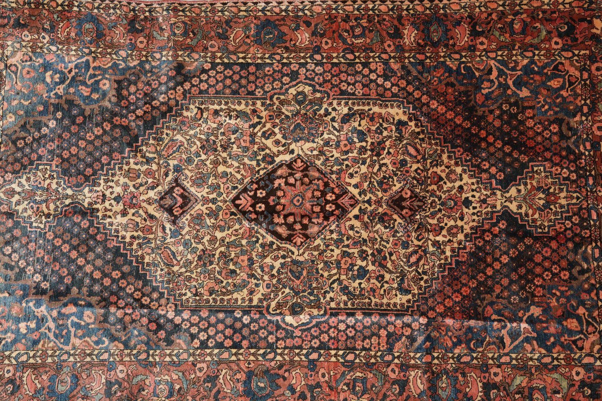 Bakhtiar-pattern garden rug, panel grid layout detail