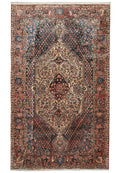 6.8 x 10.7 Bakhtiar-pattern hand-knotted wool rug with garden panel design, top view