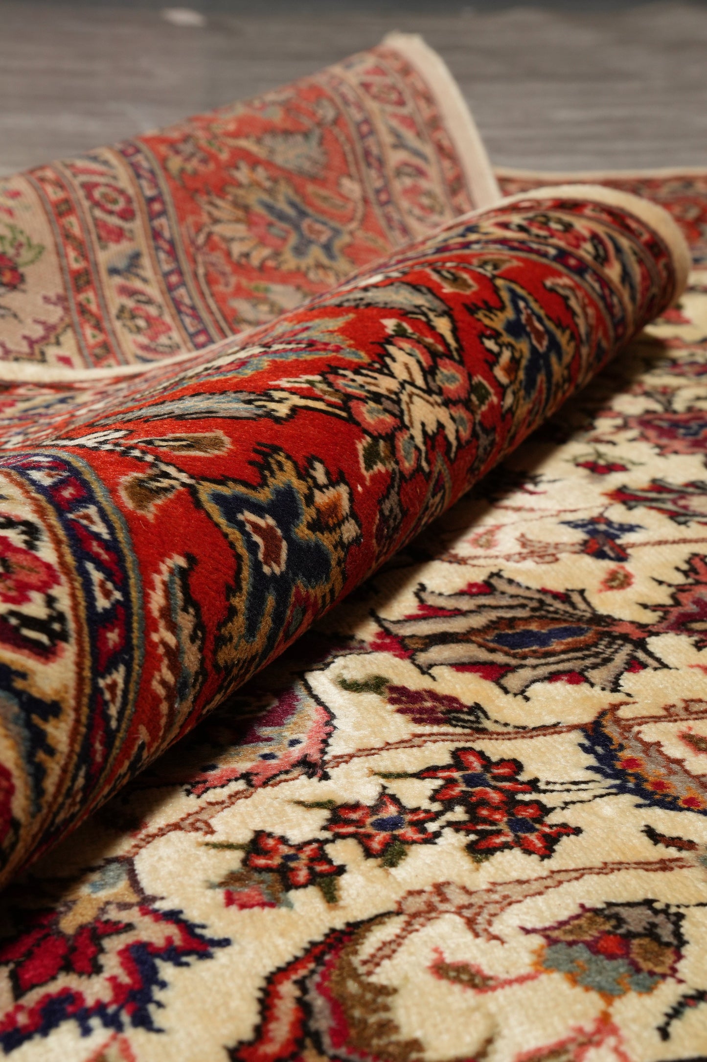 Esfahan-style rug, fourth floral cluster detail