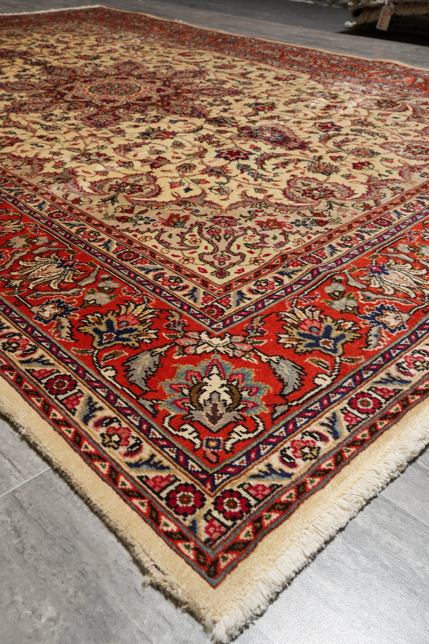 Esfahan-style rug, pile texture showing fine wool
