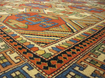 Afghan Chechen Kazak 6x7 rug, border pattern close-up
