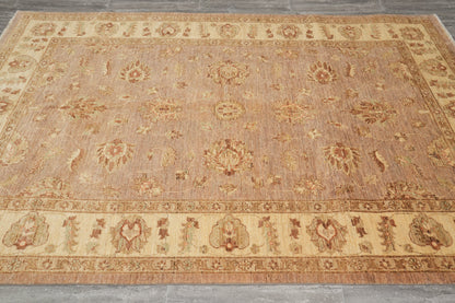 Chobi Peshawar tan rug, soft floral detail