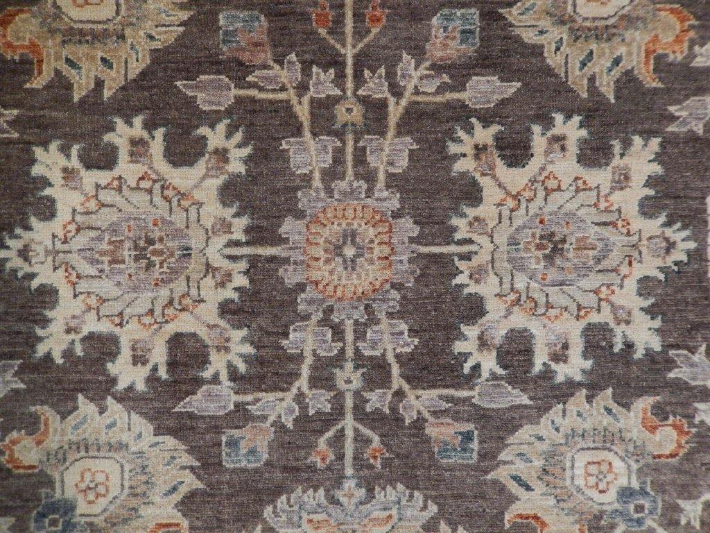 Chobi Peshawar rug, corner detail with muted geometry