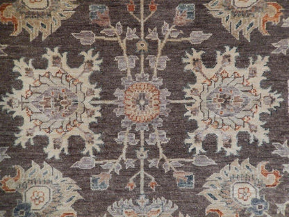 Chobi Peshawar rug, corner detail with muted geometry