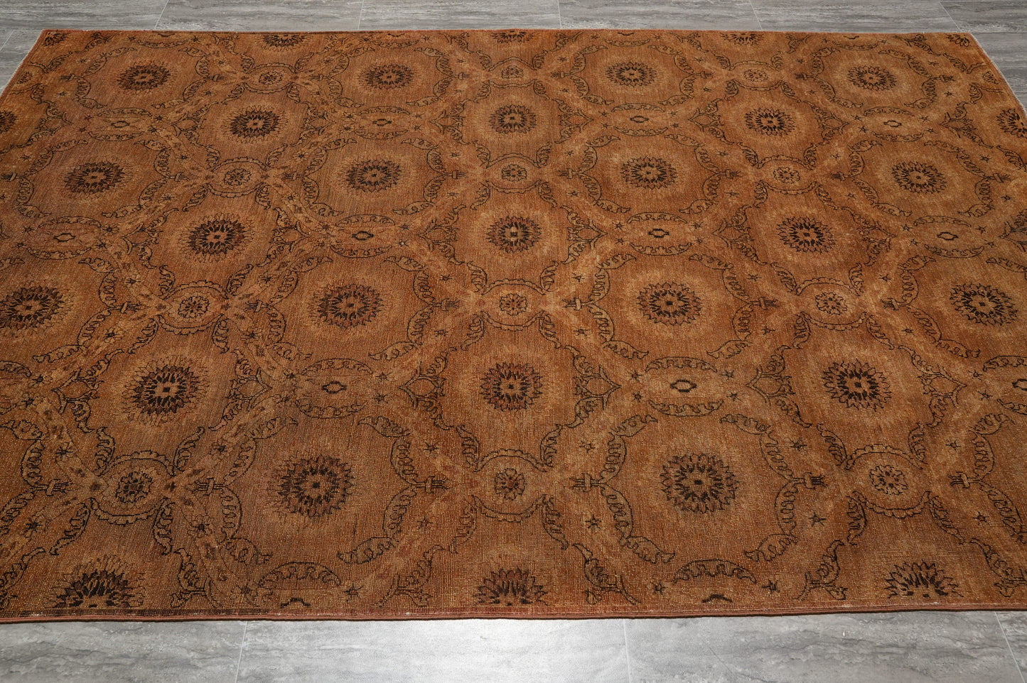 Transitional Chobi rug, modern detail in black and rust