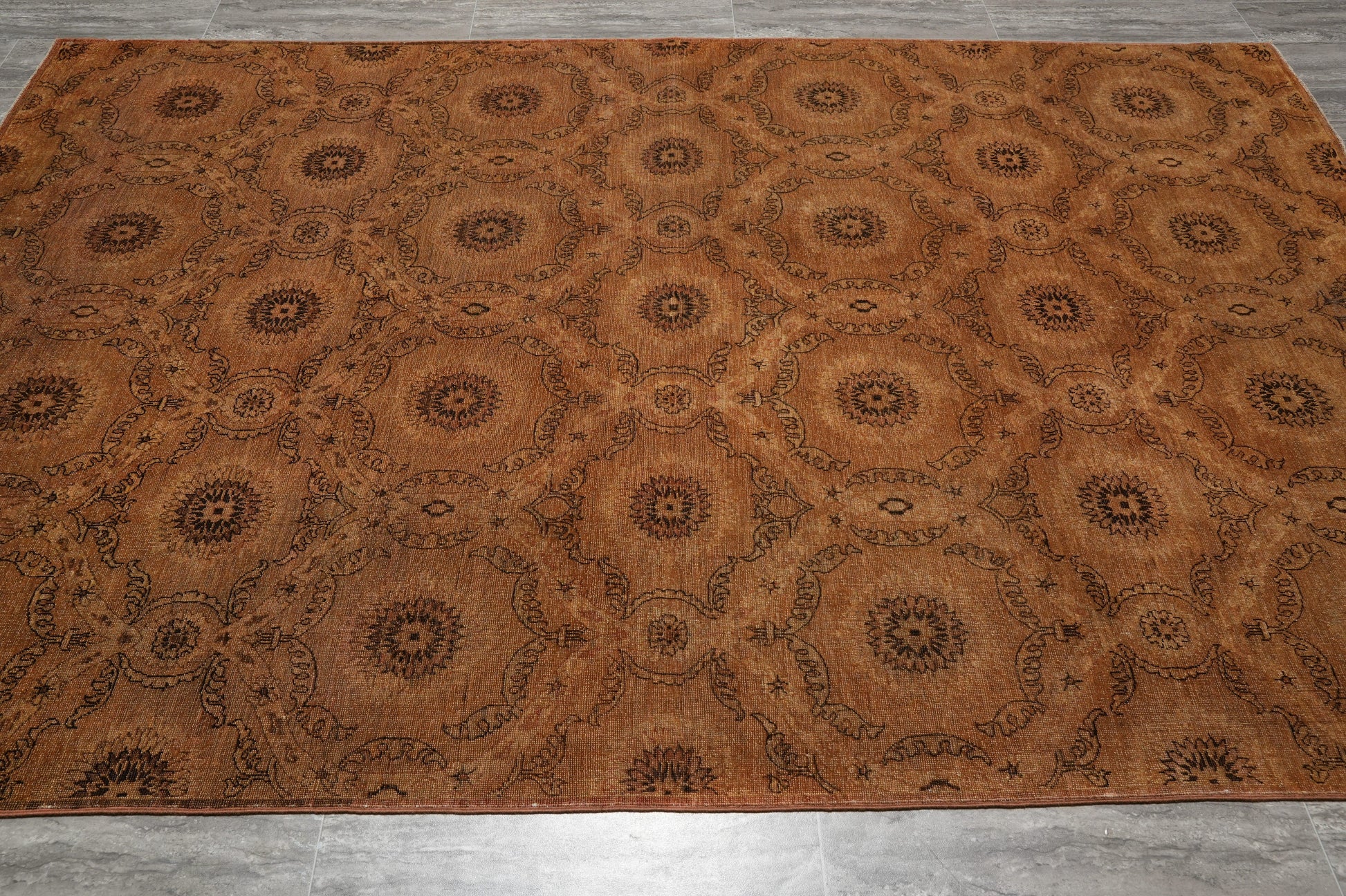 Transitional Chobi rug, modern detail in black and rust