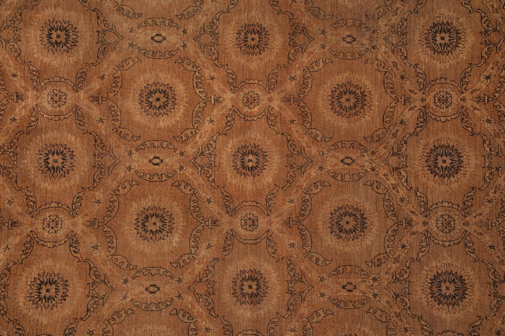 Transitional Chobi rug, corner motif with relaxed pattern density