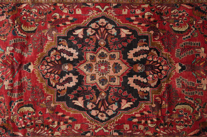 Semi-antique traditional floral rug, corner motif with floral arabesques