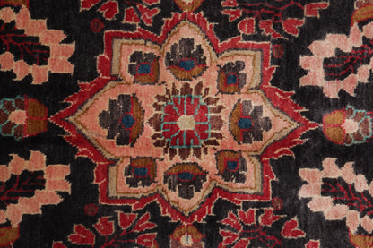 Semi-antique traditional floral rug, secondary floral cluster close-up