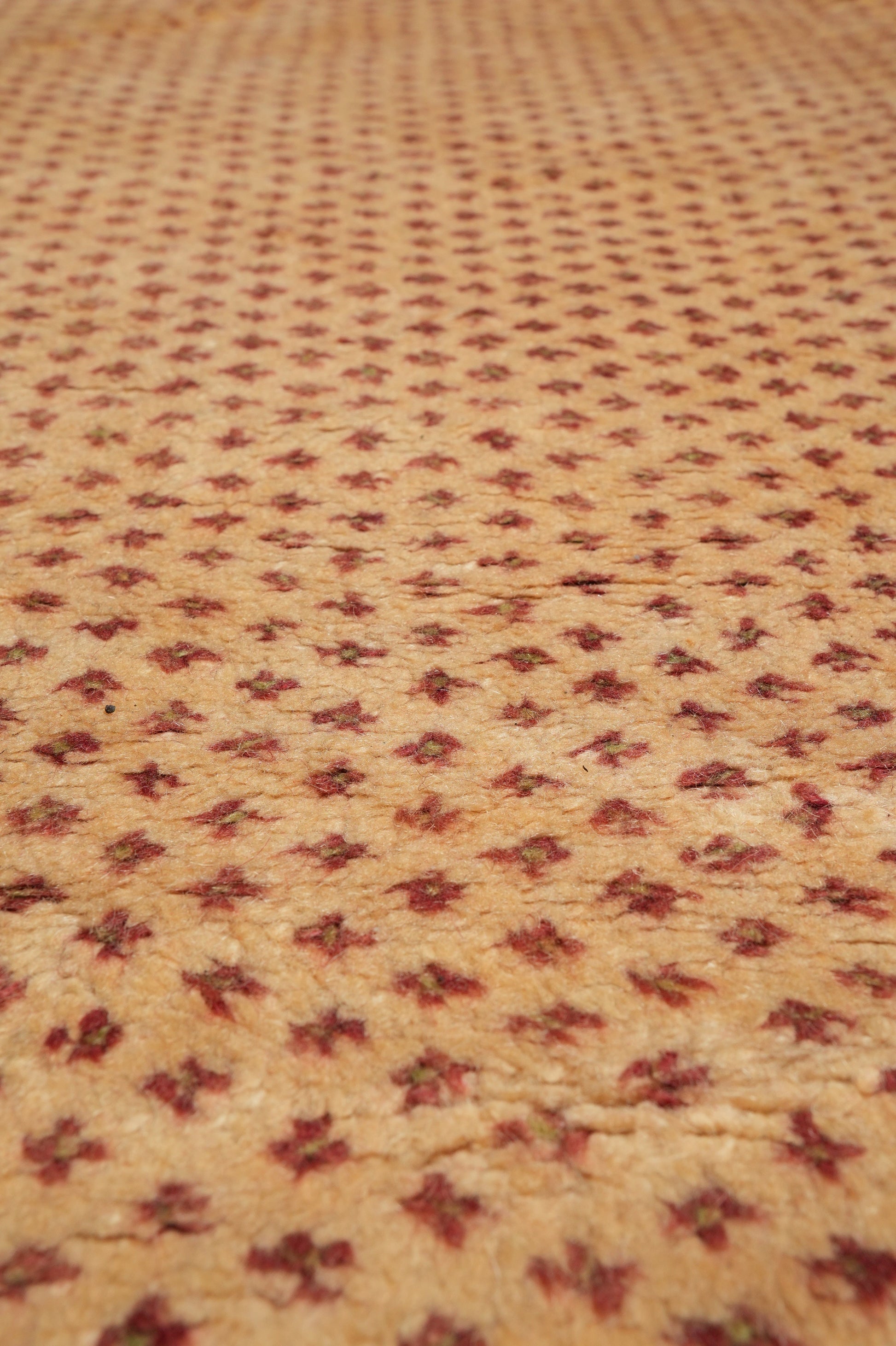Saraband-pattern rug, color balance close-up showing multi-color depth