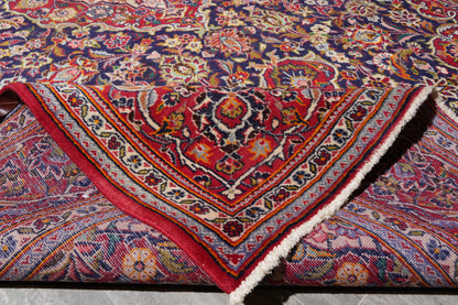 Kashan-style navy rug, color depth close-up of navy field