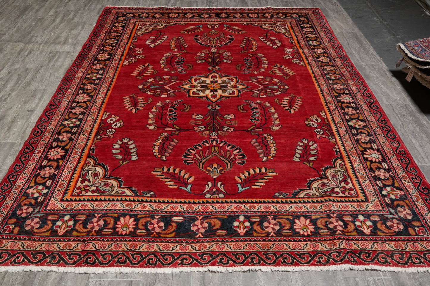 Vintage traditional floral rug, all-over floral pattern detail