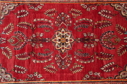 Vintage traditional floral rug, border pattern in navy and ivory