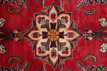 Vintage traditional floral rug, corner motif with curvilinear floral arabesques