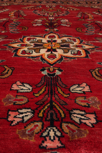 Vintage traditional floral rug, secondary floral motif close-up