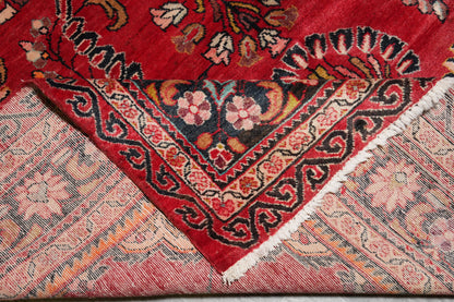 Vintage traditional floral rug, edge and selvedge detail