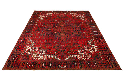 Tribal Heriz-style rug, central medallion close-up with off-center tribal character