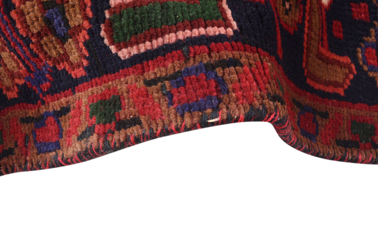 Tribal Heriz-style rug, edge and selvedge detail