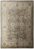 8.3 x 10.1 Oushak hand-knotted wool rug in sage green, top view