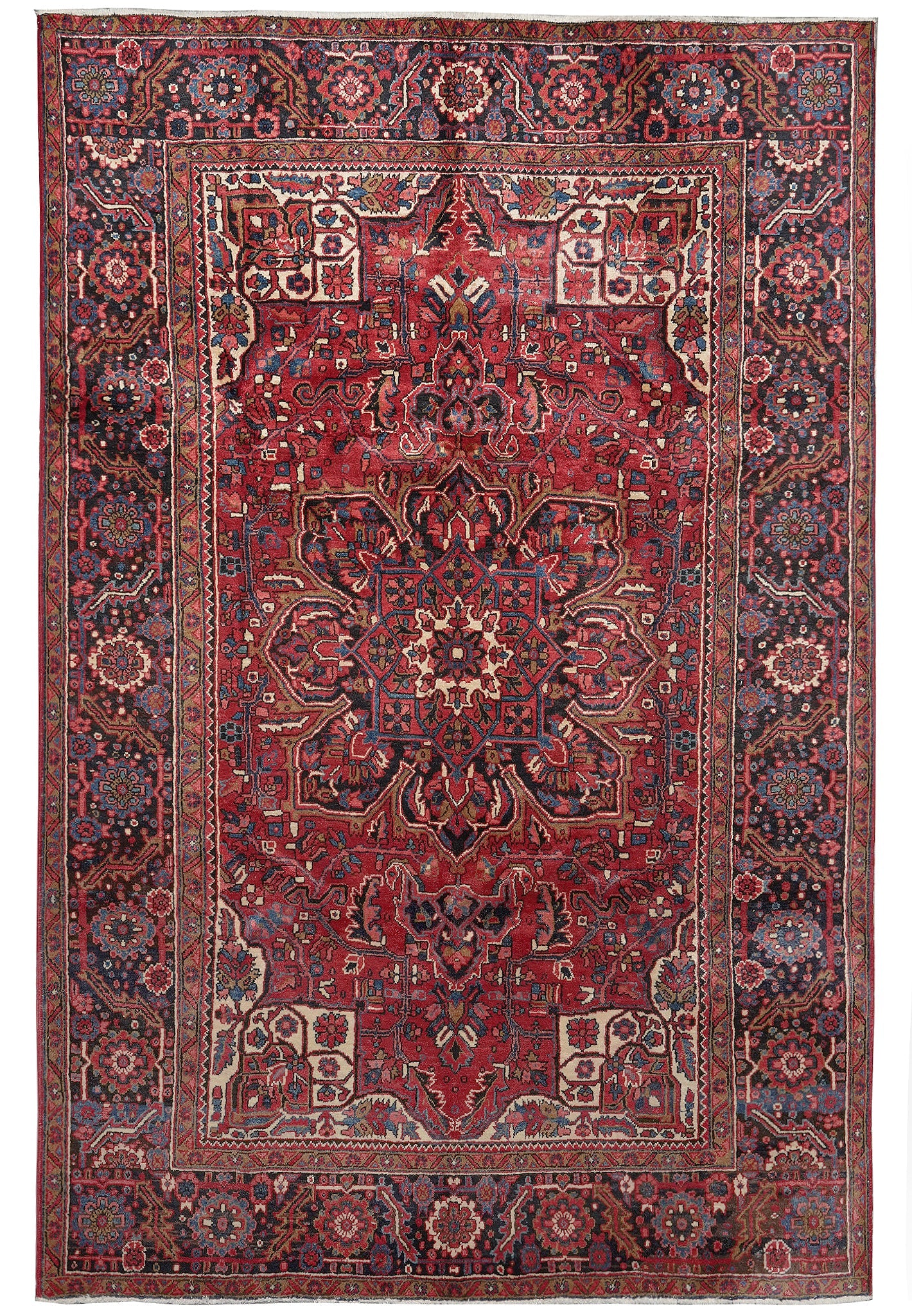 8.3 x 12 Sherabian-pattern hand-knotted wool rug with semi-floral geometric design, top view