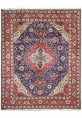 8.9 x 11 pre-owned Tabriz-style hand-knotted wool rug in blue, top view