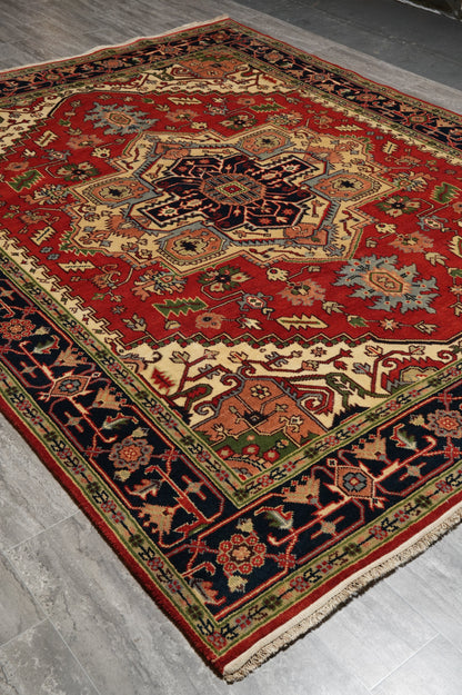 Heriz-Serapi-style rug, partial overhead view