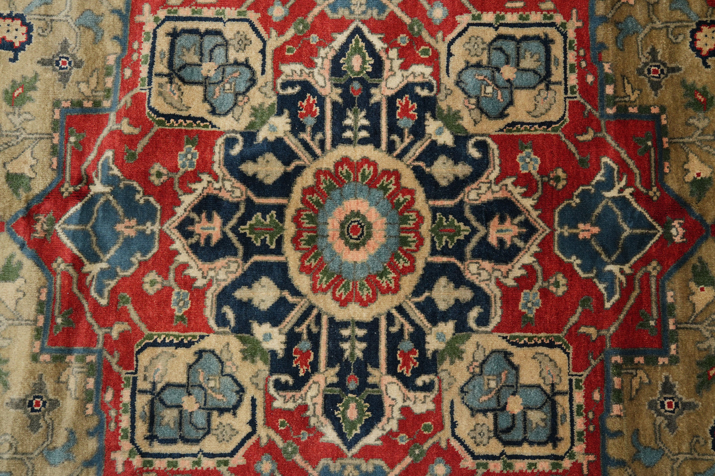 8 x 10 hand-knotted heriz-style serapi wool rug, alternate angle 1