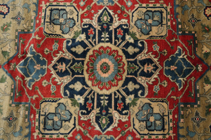 8 x 10 hand-knotted heriz-style serapi wool rug, alternate angle 1