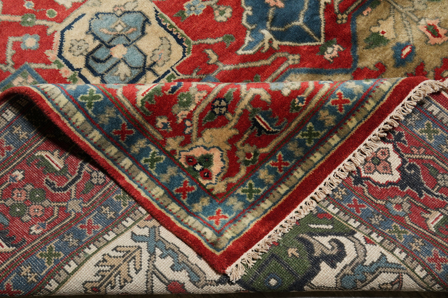 8 x 10 hand-knotted heriz-style serapi wool rug, alternate angle 3