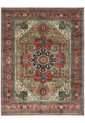 8 x 10 hand-knotted heriz-style serapi wool rug, top view