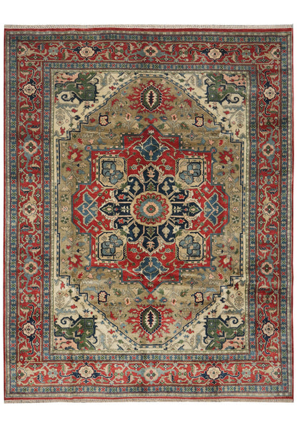 8 x 10 hand-knotted heriz-style serapi wool rug, top view