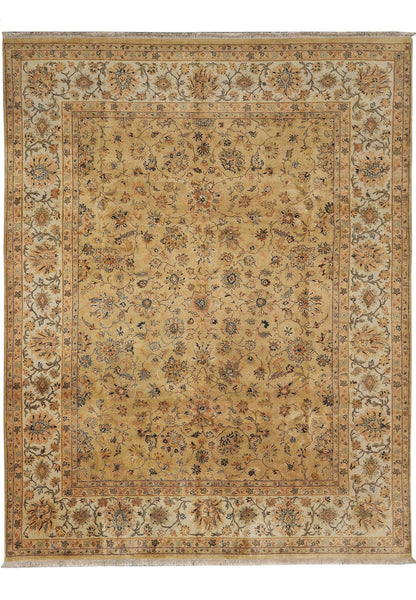 8 x 10 Jaipur hand-knotted wool rug in neutral gold, top view