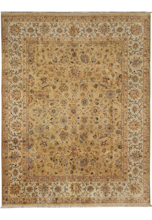 8 x 10 Jaipur hand-knotted wool rug in neutral gold, top view