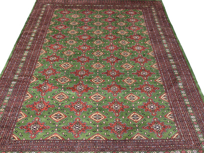 Sage green Jaldar Bokhara, fine knot density detail