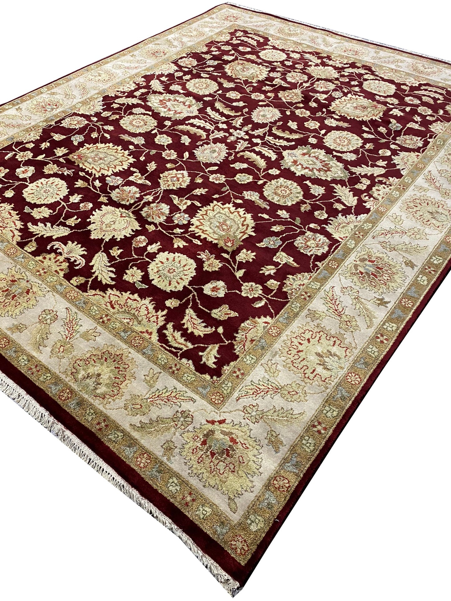 8 x 10 hand-knotted ziegler wool rug, corner detail