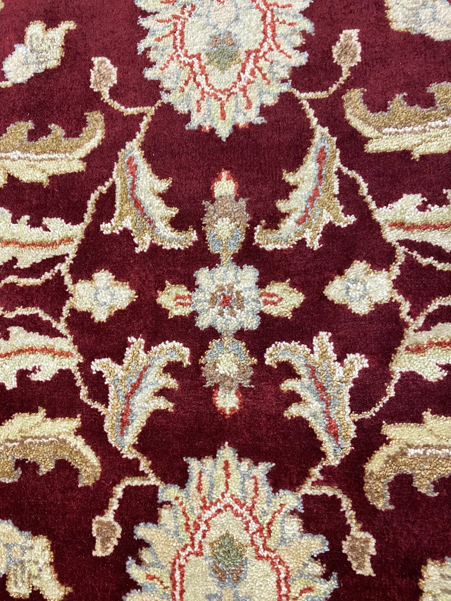 8 x 10 hand-knotted ziegler wool rug, pile detail showing wool texture