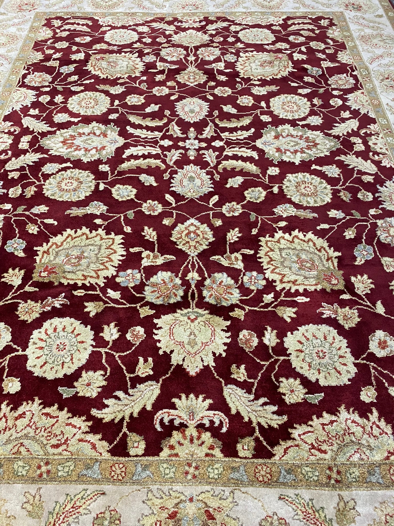 8 x 10 hand-knotted ziegler wool rug, alternate angle 1