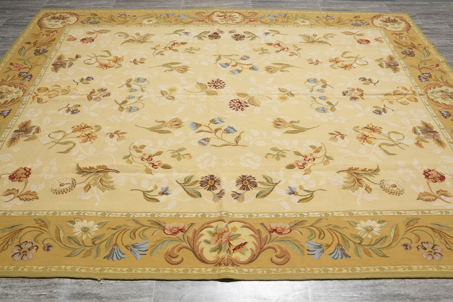 French Country Aubusson, painterly floral detail