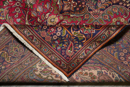Pre-owned Tabriz-style blue rug, secondary border pattern detail