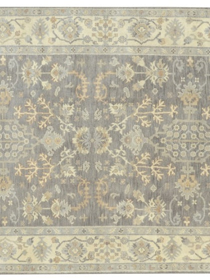 Neutral gray rug, opening section showing subtle pattern