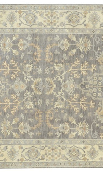 Neutral gray rug, mid-length pattern detail