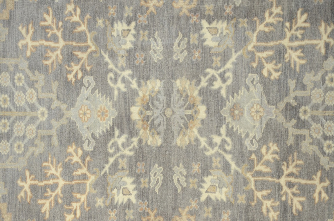 Neutral gray rug, edge and selvedge close-up