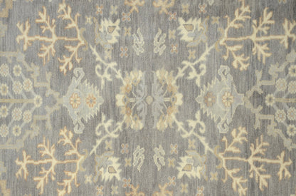 Neutral gray rug, edge and selvedge close-up