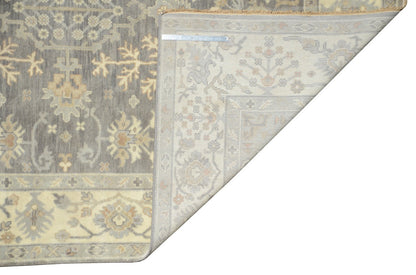 Neutral gray rug, pile texture and color depth detail