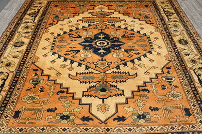 Afghan Chechen Kazak rug, color balance close-up showing red and gold