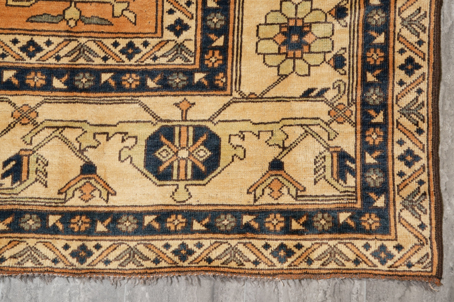 Afghan Chechen Kazak rug, secondary border detail