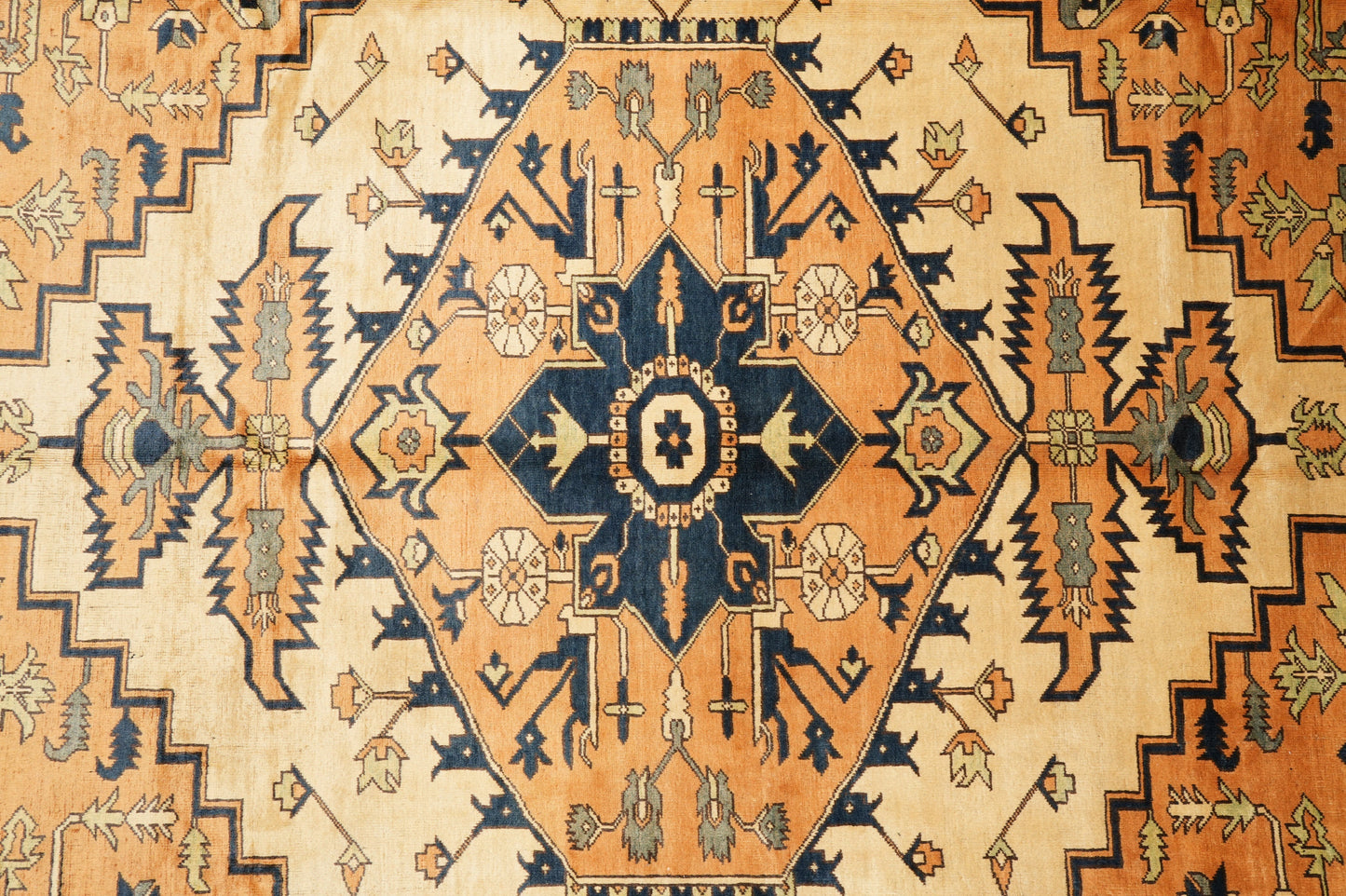 Afghan Chechen Kazak rug, mid-field detail with multi-color motifs