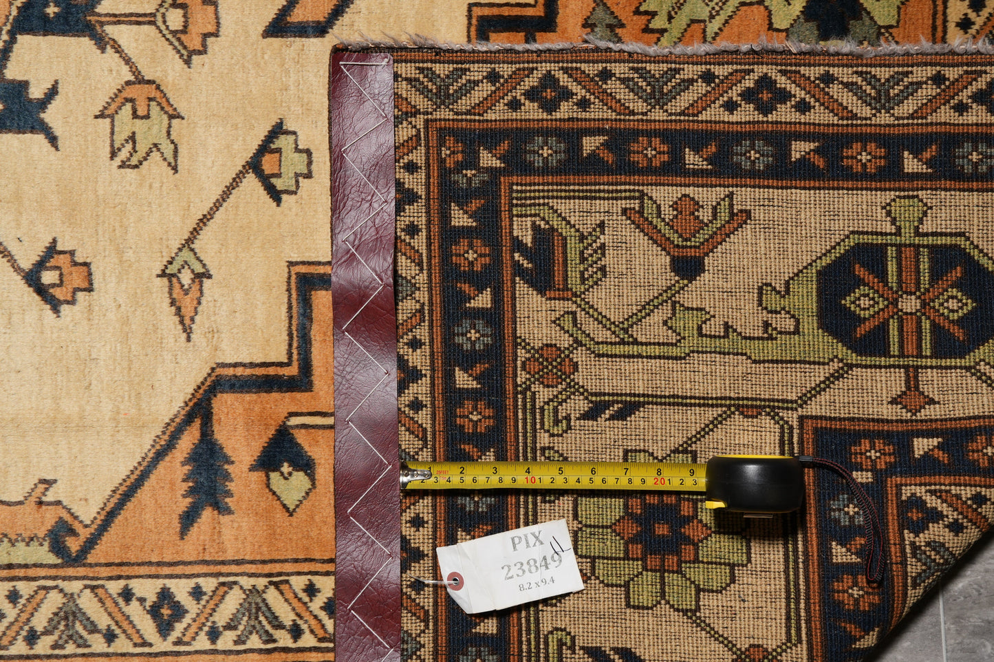 Afghan Chechen Kazak rug, alternate angle showing full layout